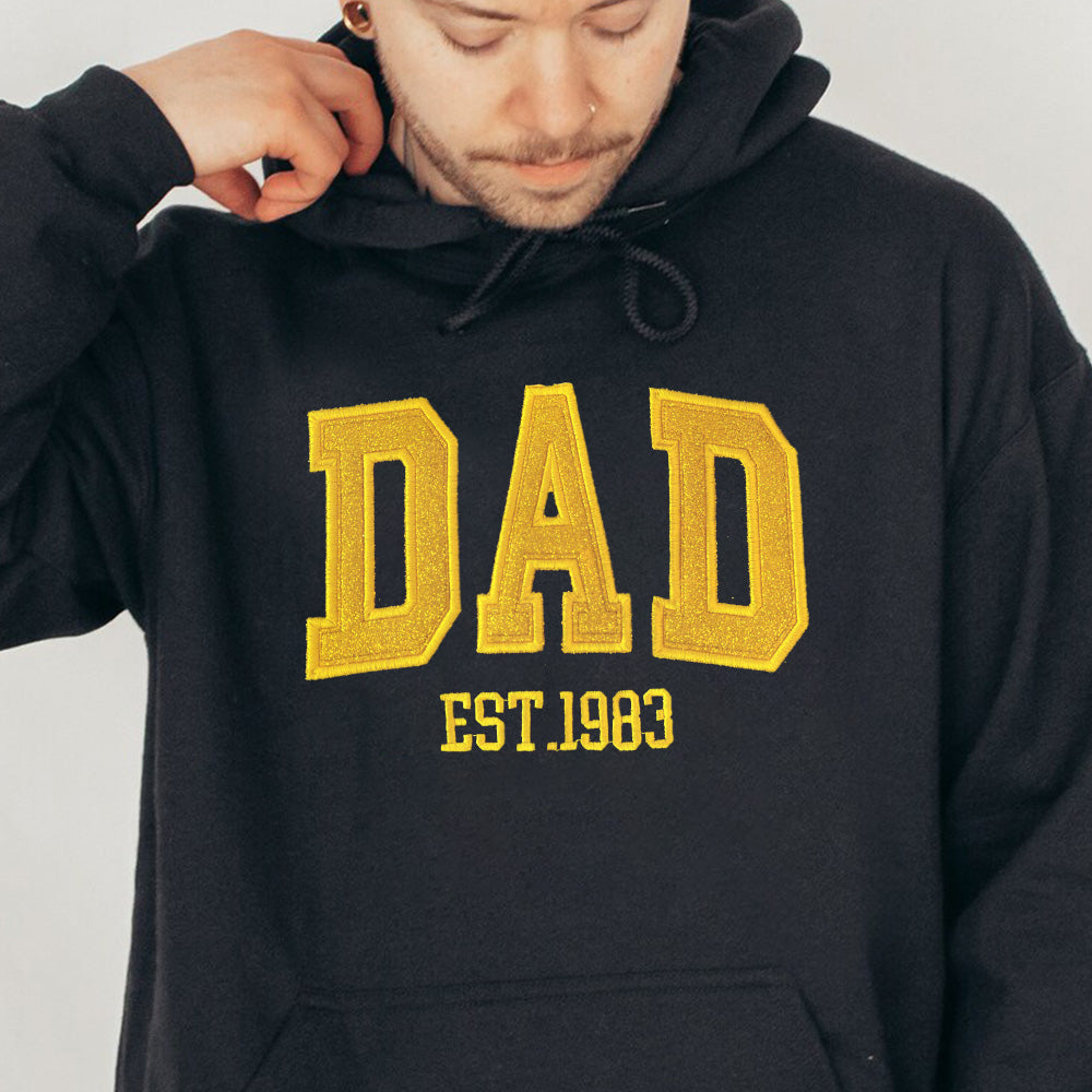 50 off 🔥-Custom Embroidered Glitter Vinyl PAPA Sweatshirt-Gift For DAD&GRANDPA