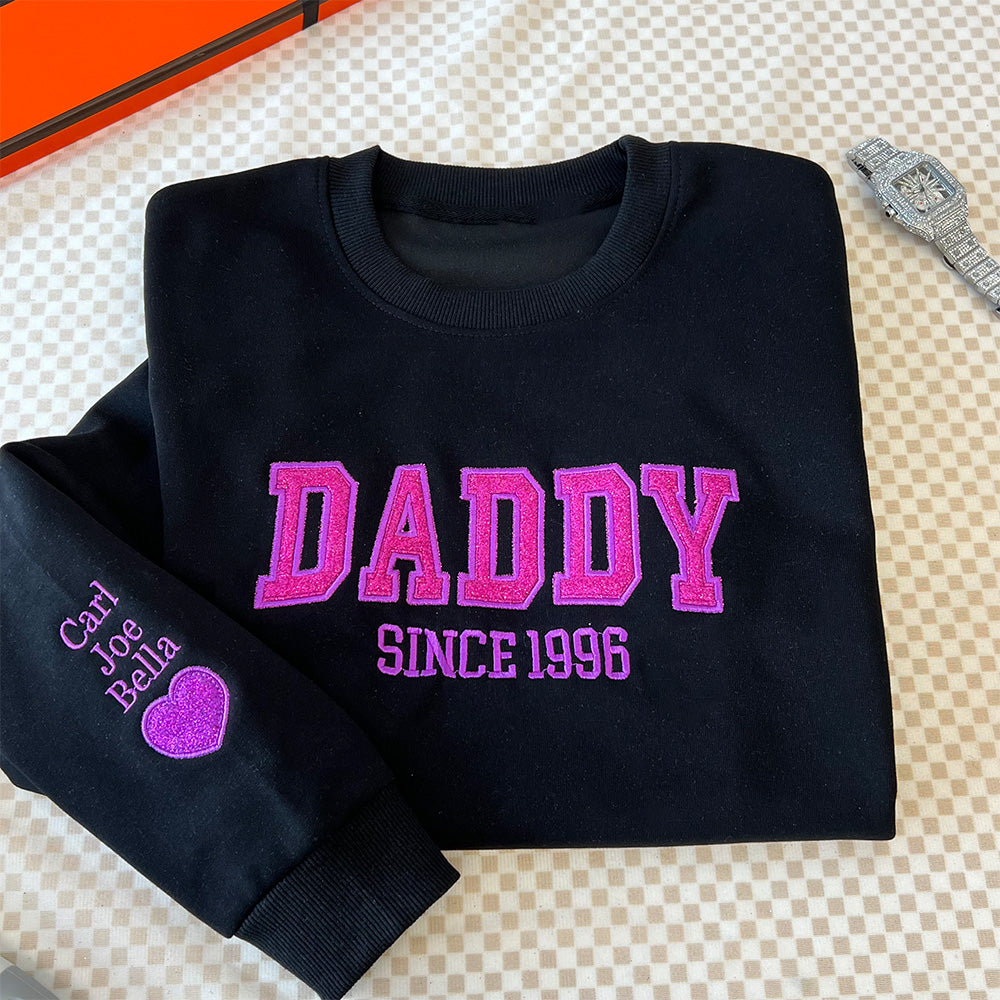 50 off 🔥-Custom Embroidered Glitter Vinyl PAPA Sweatshirt-Gift For DAD&GRANDPA