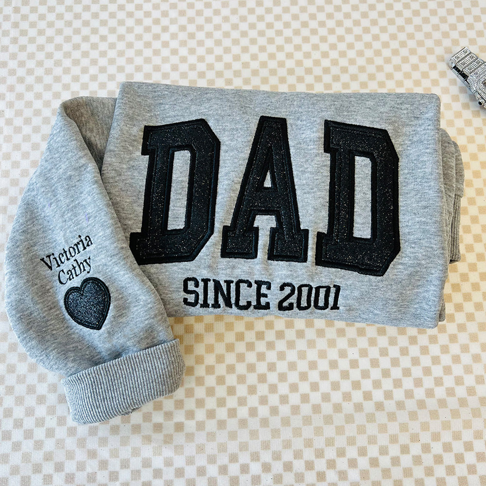 50 off 🔥-Custom Embroidered Glitter Vinyl PAPA Sweatshirt-Gift For DAD&GRANDPA