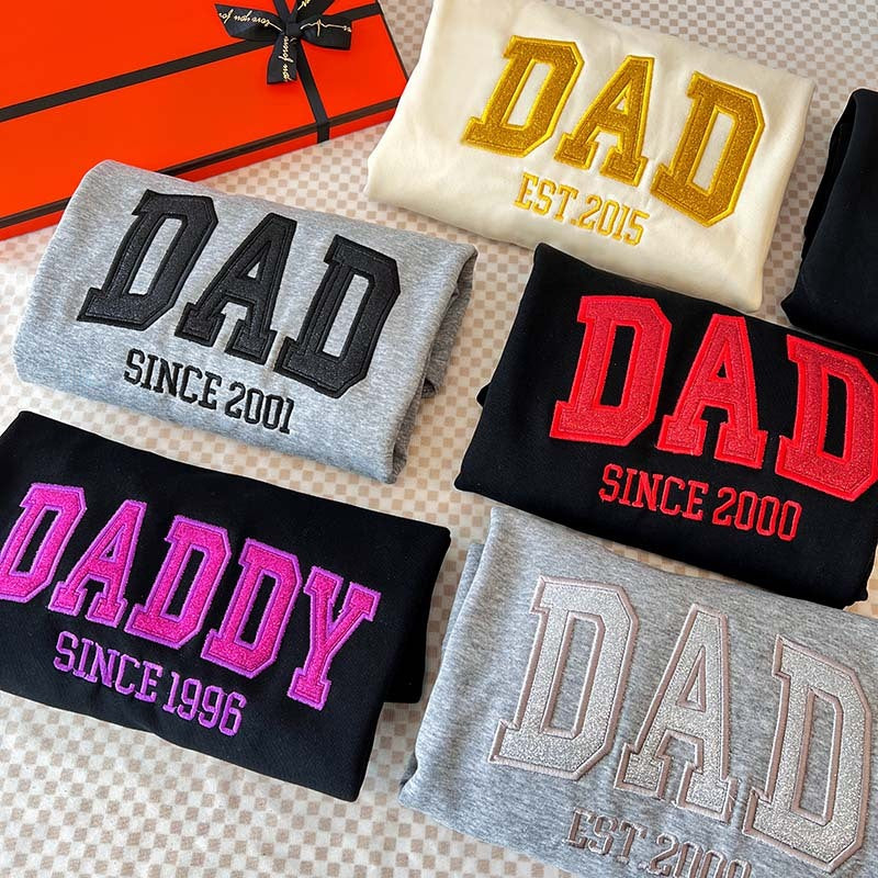 50 off 🔥-Custom Embroidered Glitter Vinyl PAPA Sweatshirt-Gift For DAD&GRANDPA