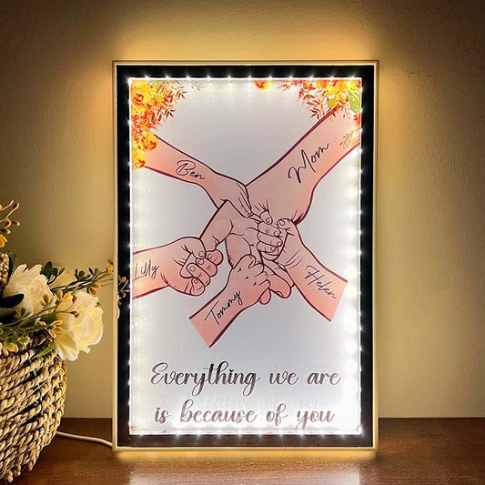 50% OFF✨Mom Everything We Are Is Because Of You - Personalized Mirror Frame Light Box