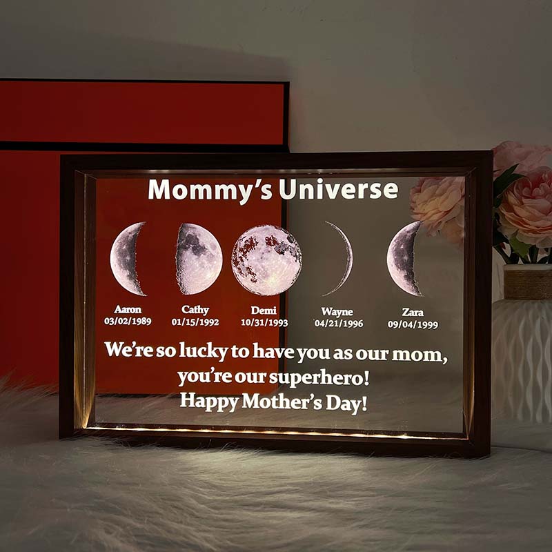 50% off✨-Led Light Frame With Real Moon Phase- Mom's universe