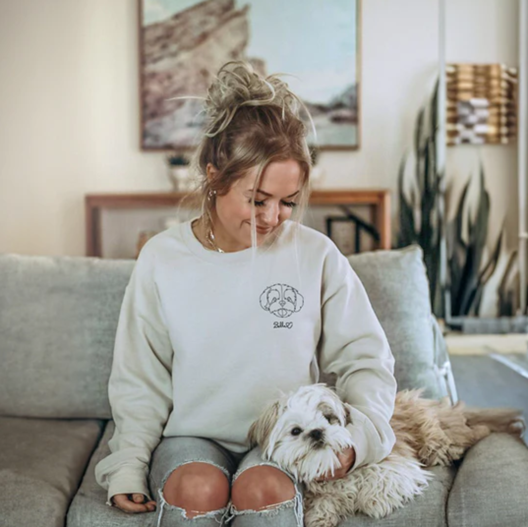 50% off✨-Custom Pet Embroidered Line Drawing Sweatshirt