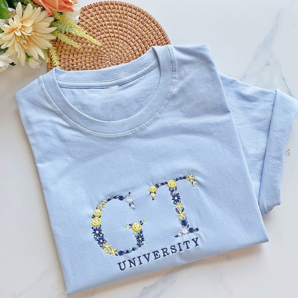 50% off✨-Custom college exquisite embroidered floral letter Sweatshirt/Hoodie/T-Shirt