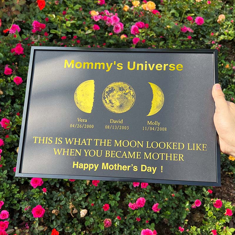 50 off ✨Custom Art Frame for Mom -Real Moon Phase - Mommy's Universe