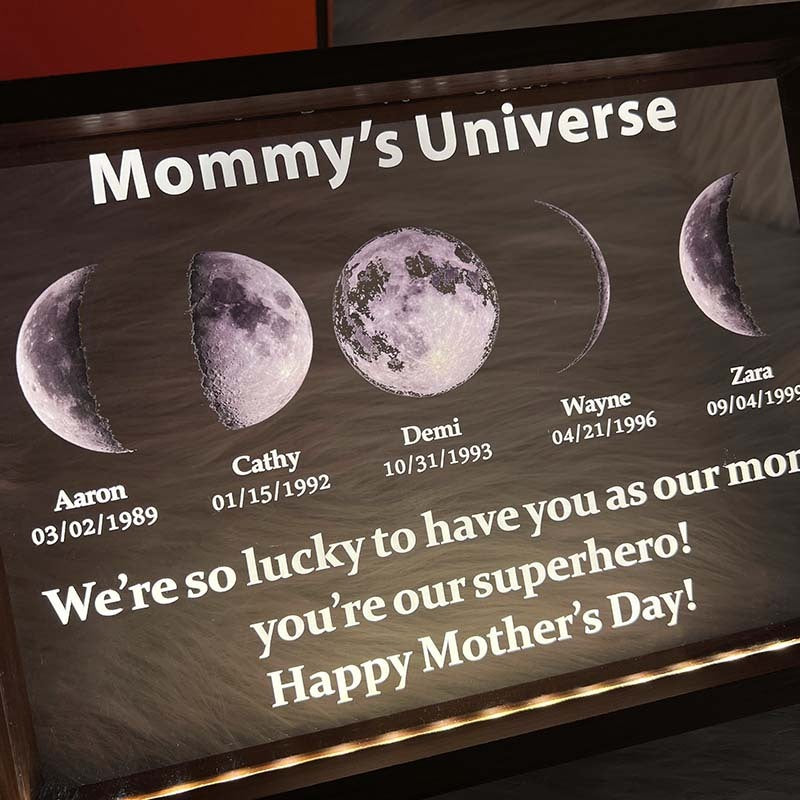 50% off✨-Led Light Frame With Real Moon Phase- Mom's universe