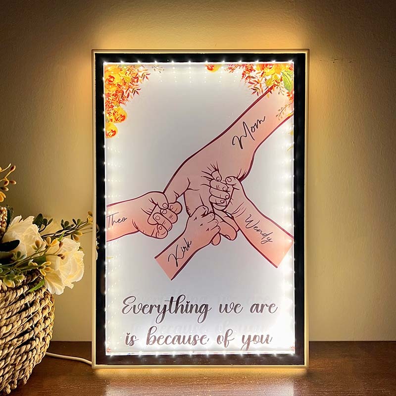 50% OFF✨Mom Everything We Are Is Because Of You - Personalized Mirror Frame Light Box