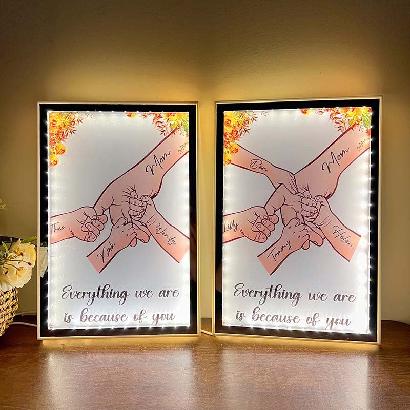 50% OFF✨Mom Everything We Are Is Because Of You - Personalized Mirror Frame Light Box