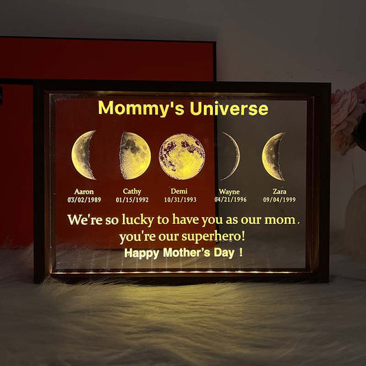 50% off✨-Led Light Frame With Real Moon Phase- Mom's universe