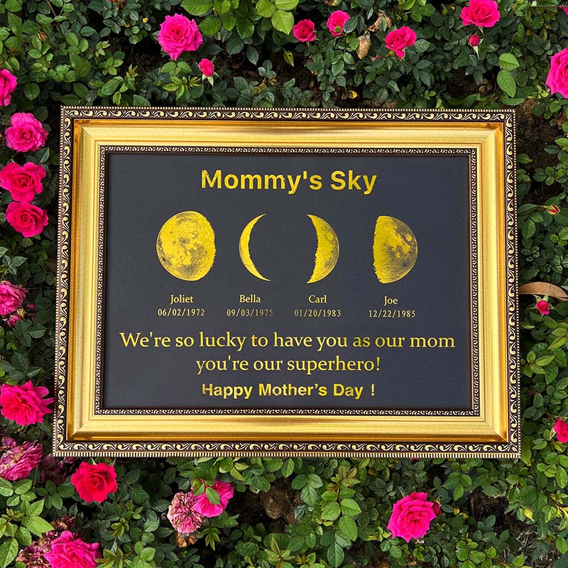 50 off ✨Custom Art Frame for Mom -Real Moon Phase - Mommy's Universe