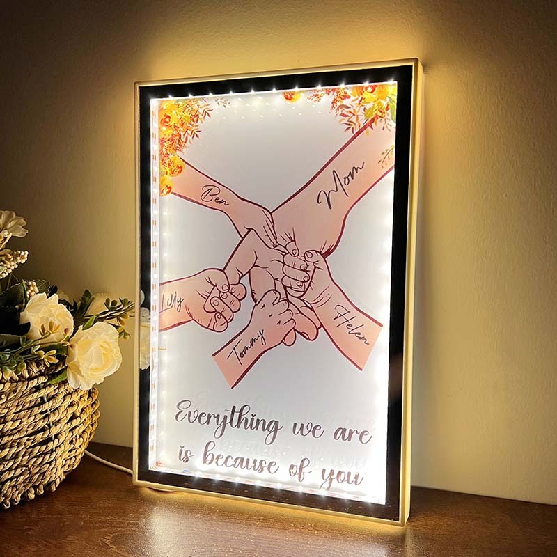 50% OFF✨Mom Everything We Are Is Because Of You - Personalized Mirror Frame Light Box