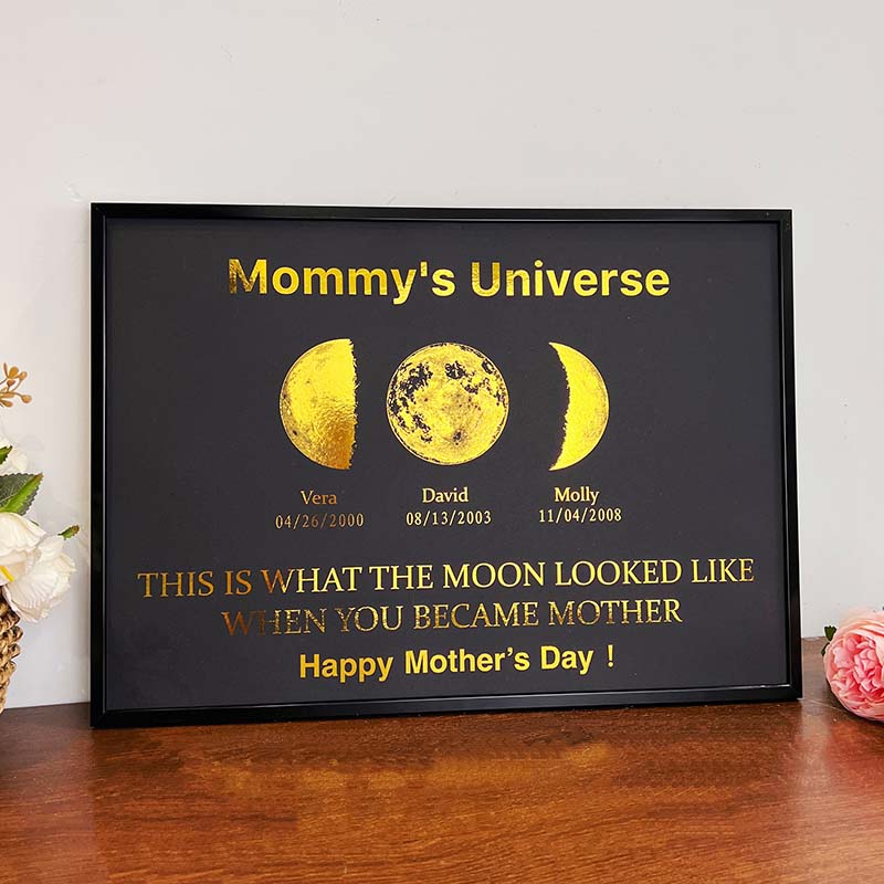 50 off ✨Custom Art Frame for Mom -Real Moon Phase - Mommy's Universe