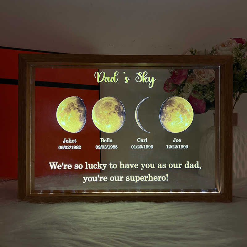 50% off✨-Led Light Frame With Real Moon Phase- Dad's Sky