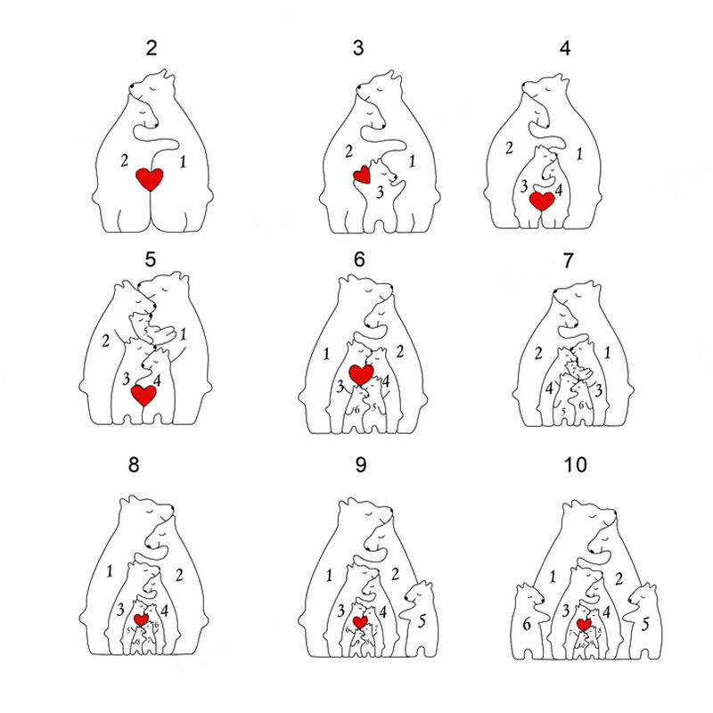 Personalized Bear Family Animal Puzzle Name Heart Frame 🎁Warm Mother's Day Gift