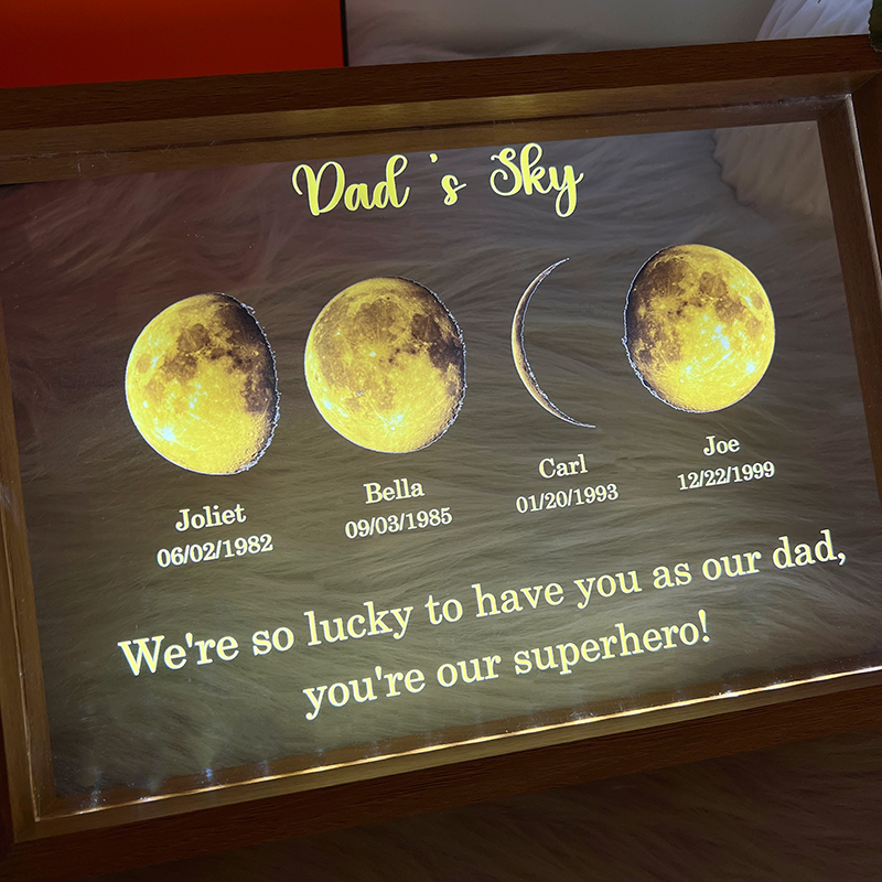 50% off✨-Led Light Frame With Real Moon Phase- Dad's Sky