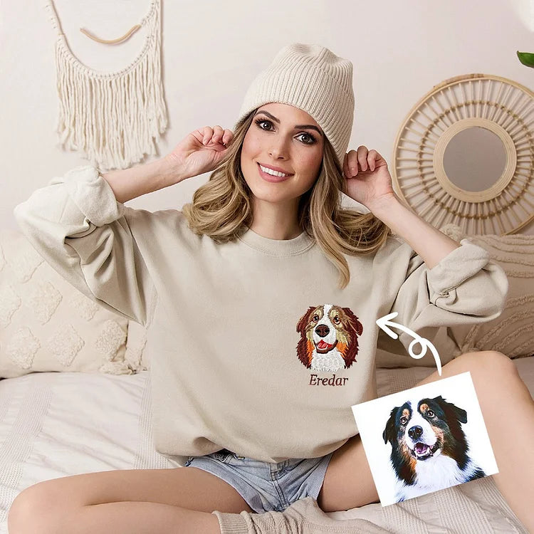 50% off-Personalized Pet Portrait Embroidered Sweatshirt