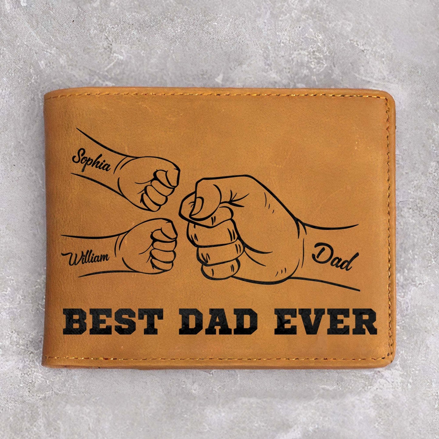 50% off✨-Best Dad Ever Father's Day Gift Custom Kids' Names - Personalized Leather Wallet