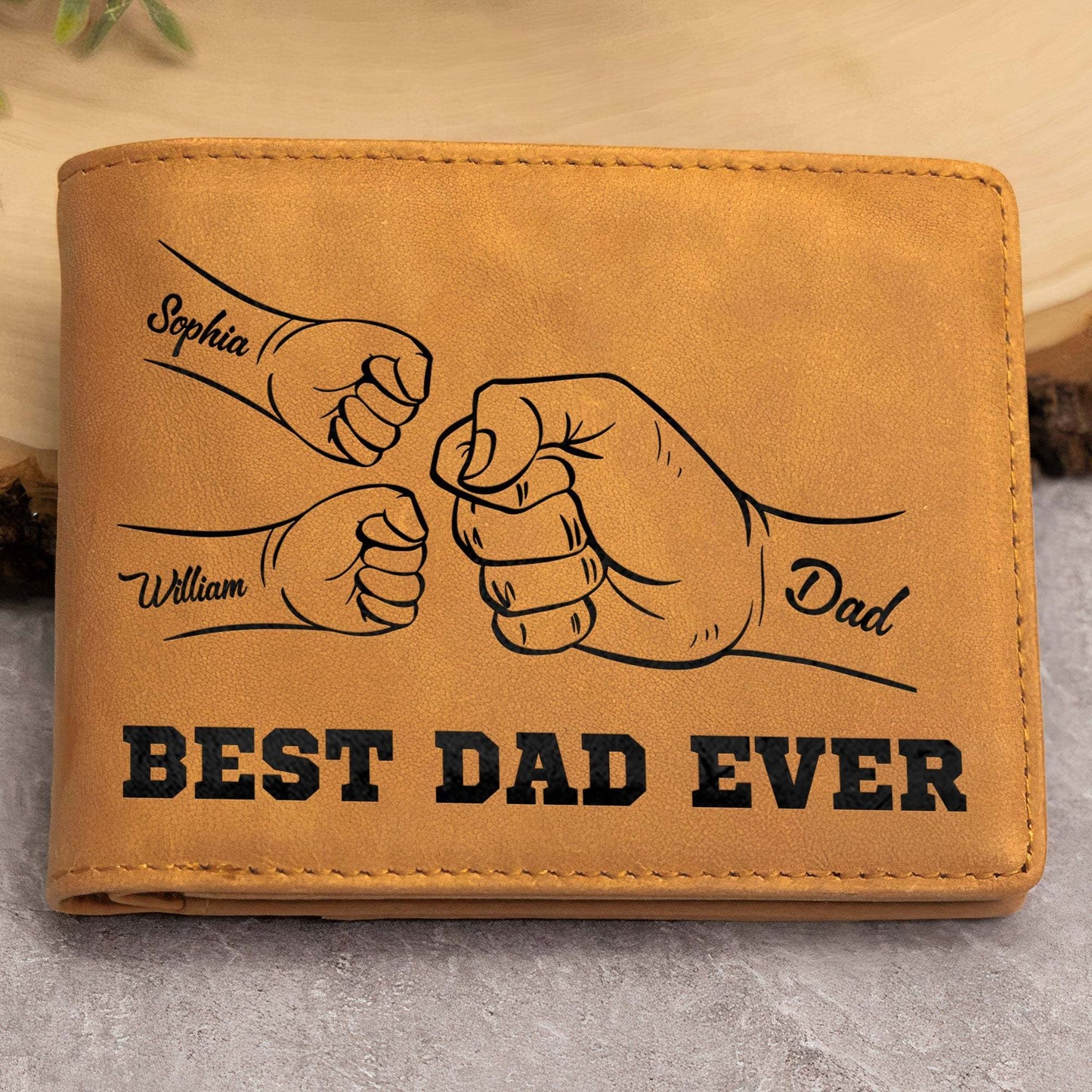 50% off✨-Best Dad Ever Father's Day Gift Custom Kids' Names - Personalized Leather Wallet