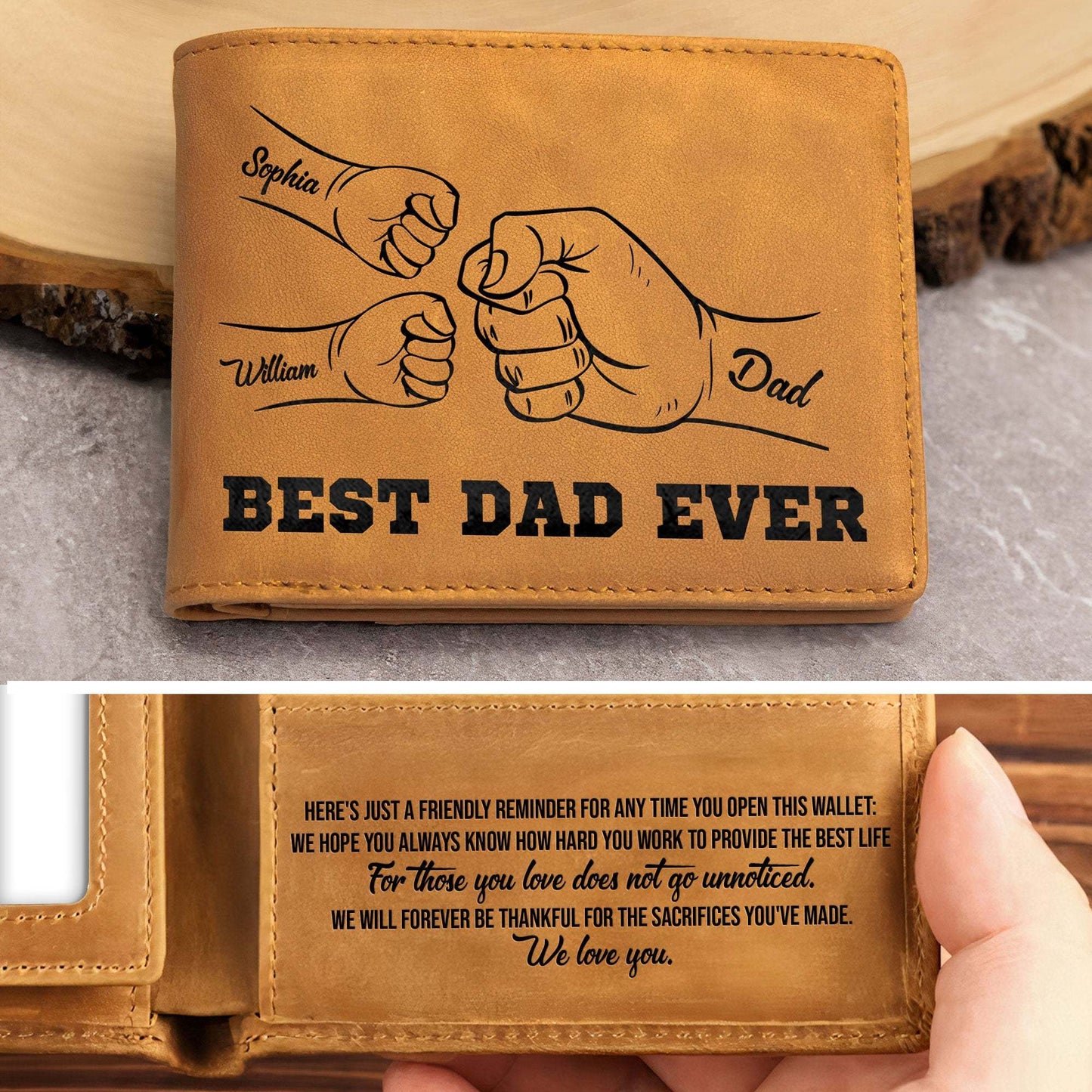 50% off✨-Best Dad Ever Father's Day Gift Custom Kids' Names - Personalized Leather Wallet