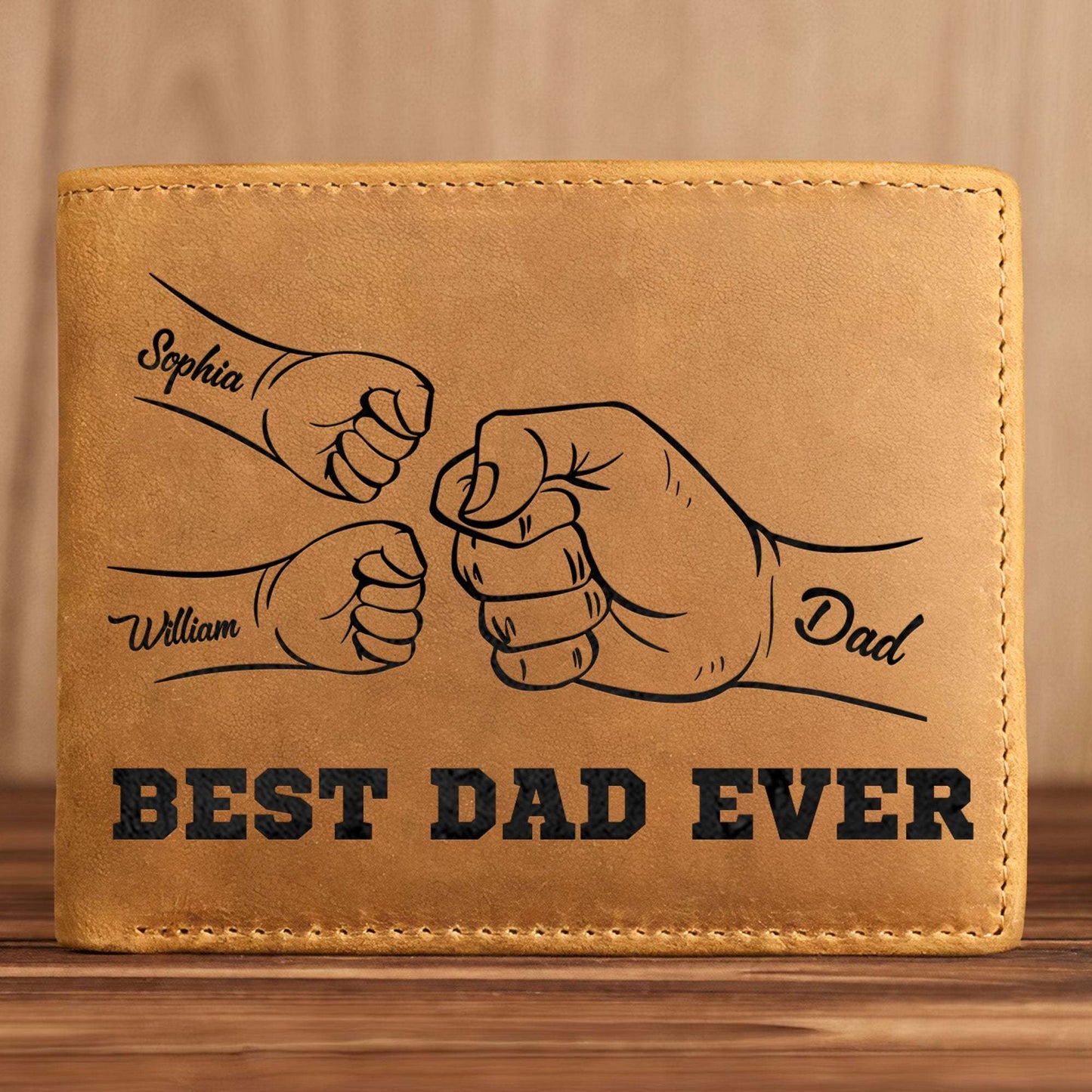 50% off✨-Best Dad Ever Father's Day Gift Custom Kids' Names - Personalized Leather Wallet