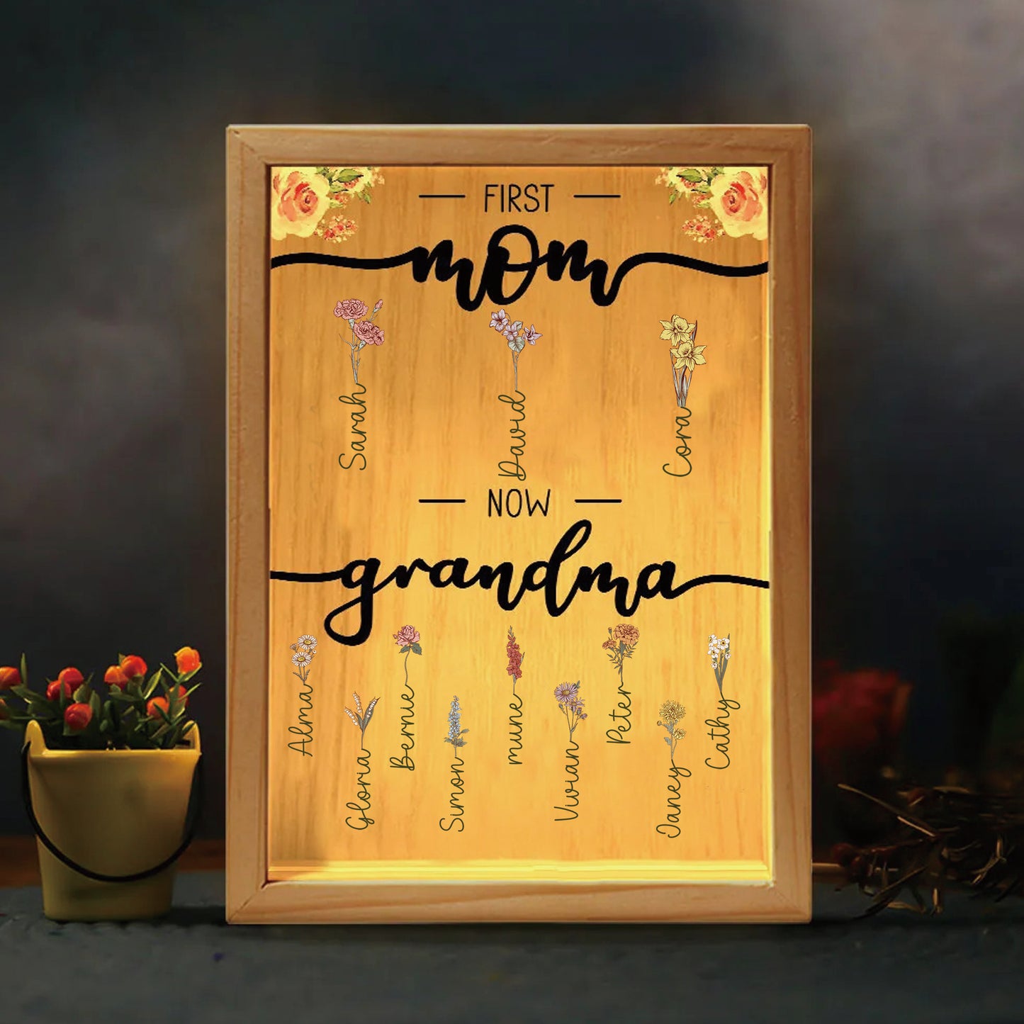 50% off-First Mom Now Grandma - Personalized Frame Light Box