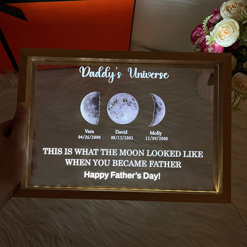 50% off✨-Led Light Frame With Real Moon Phase- Dad's Sky