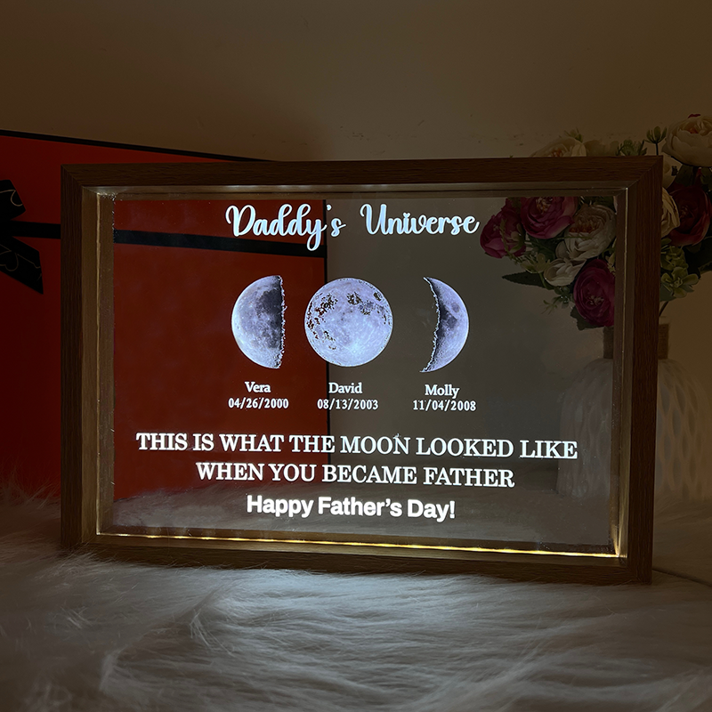 50% off✨-Led Light Frame With Real Moon Phase- Dad's Sky