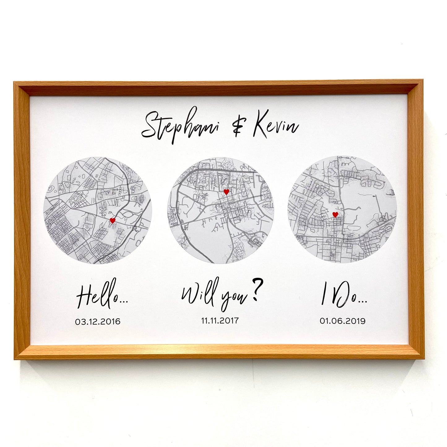 Personalized Date Map Framed Gift For Couple