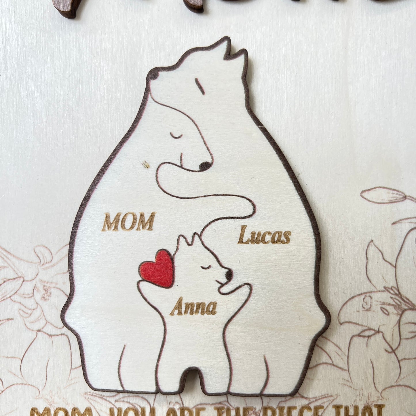 50% off❤️Personalized Bear Family Animal Puzzle Name Photo Frame 🎁Warm Mother's Day Gift