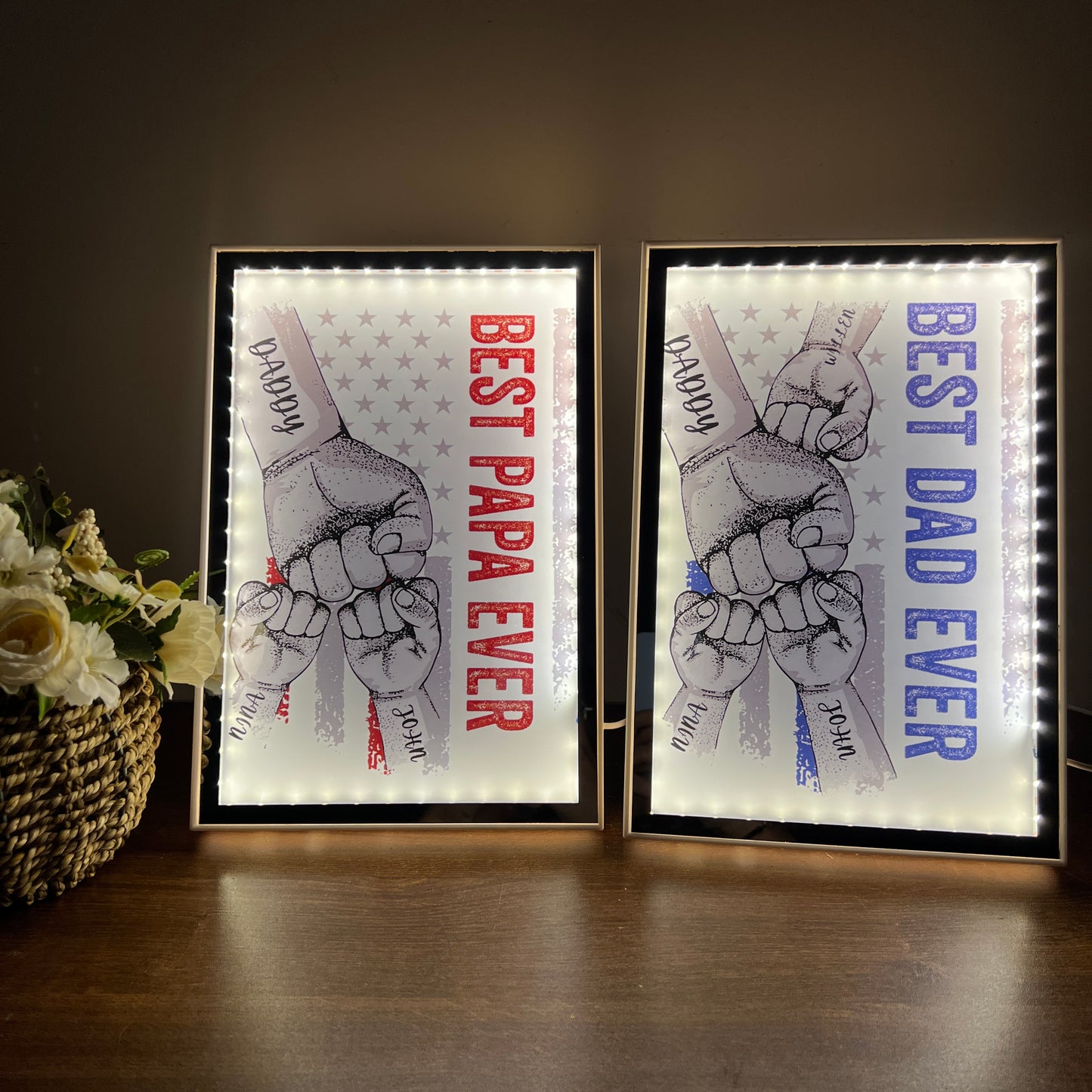 50% OFF✨Best Papa Ever- Personalized Mirror Frame Light Box