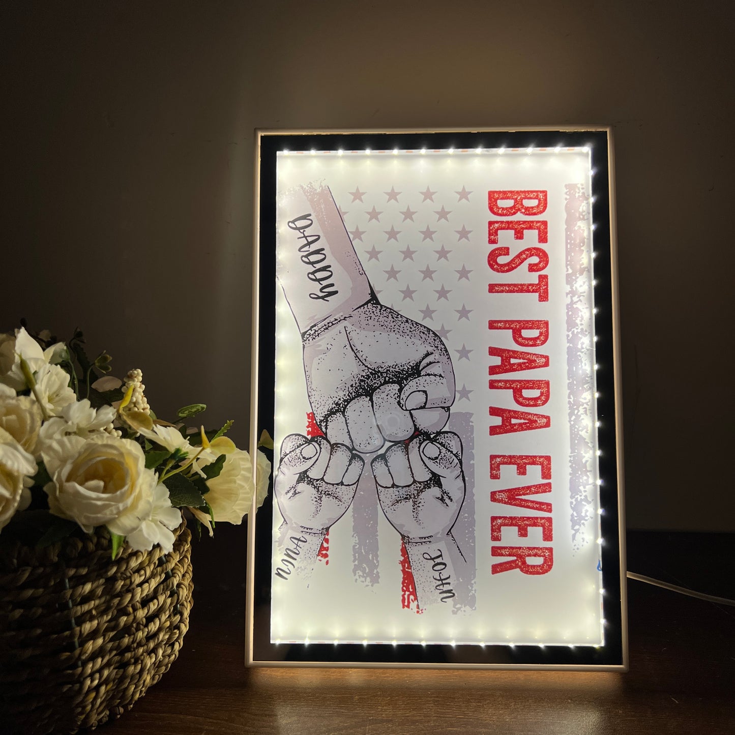 50% OFF✨Best Papa Ever- Personalized Mirror Frame Light Box