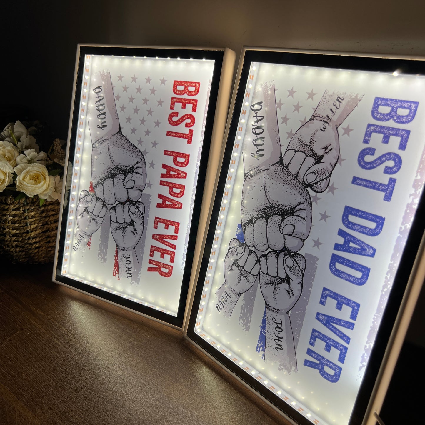 50% OFF✨Best Papa Ever- Personalized Mirror Frame Light Box