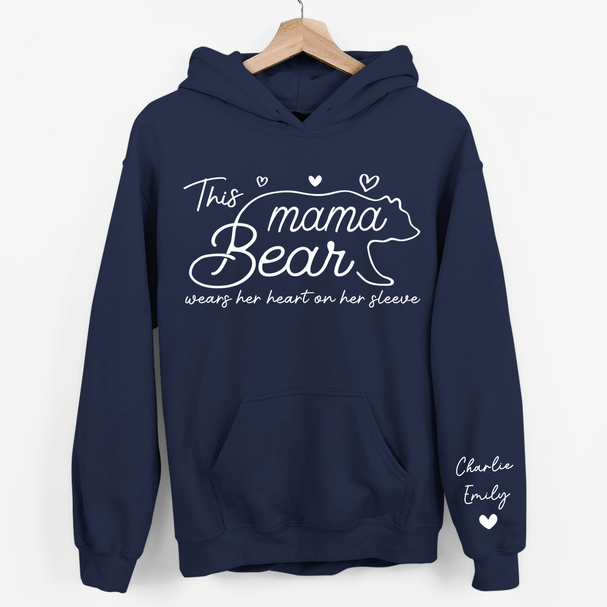 This Mama Bear Wears Her Heart On Her Sleeve - Family Personalized Custom Unisex Sweatshirt 🎁