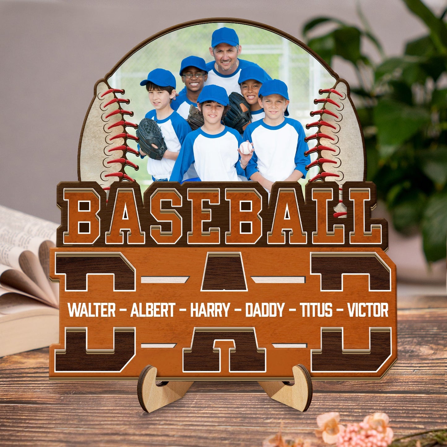 50% off✨-Custom Photo Baseball-2 Layered Wooden Plaque-💕Dad We Love You