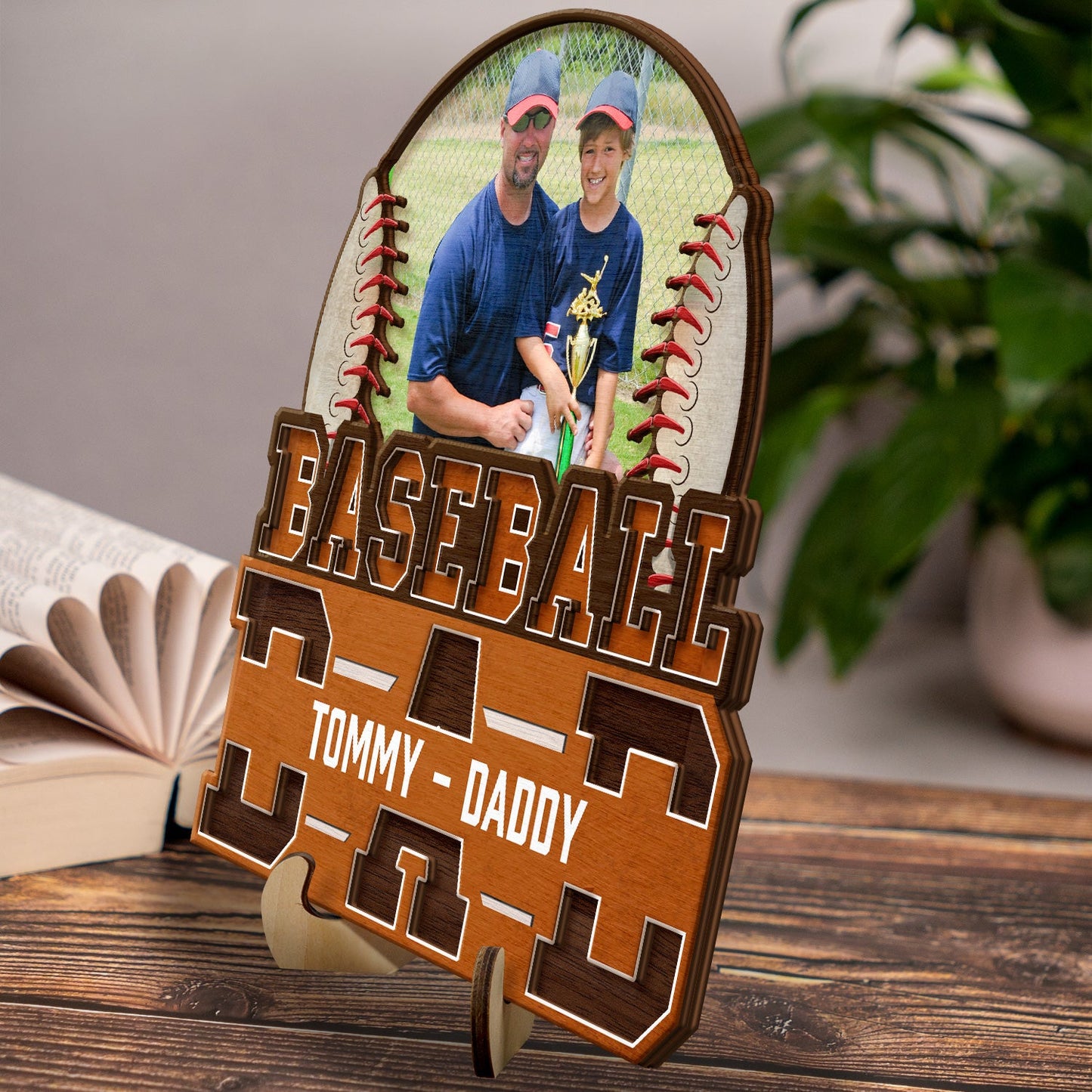 50% off✨-Custom Photo Baseball-2 Layered Wooden Plaque-💕Dad We Love You