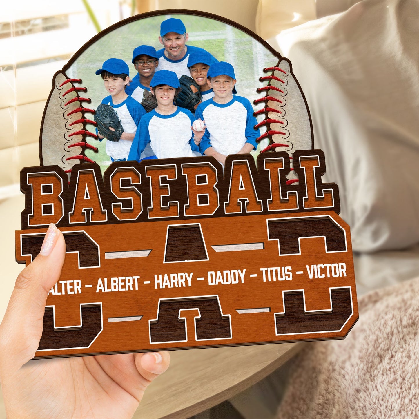 50% off✨-Custom Photo Baseball-2 Layered Wooden Plaque-💕Dad We Love You