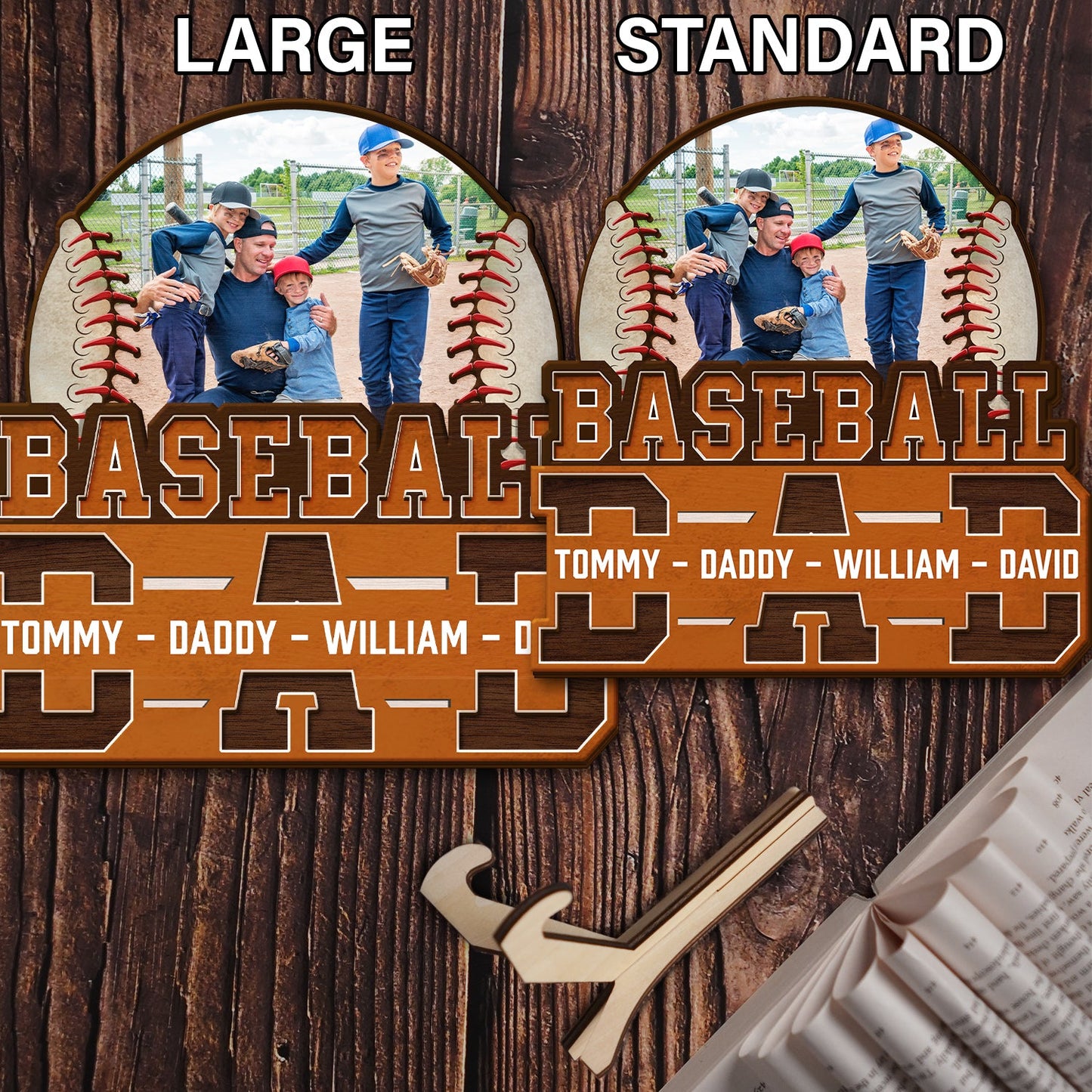 50% off✨-Custom Photo Baseball-2 Layered Wooden Plaque-💕Dad We Love You