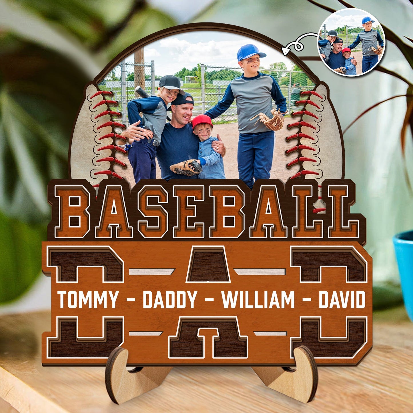 50% off✨-Custom Photo Baseball-2 Layered Wooden Plaque-💕Dad We Love You