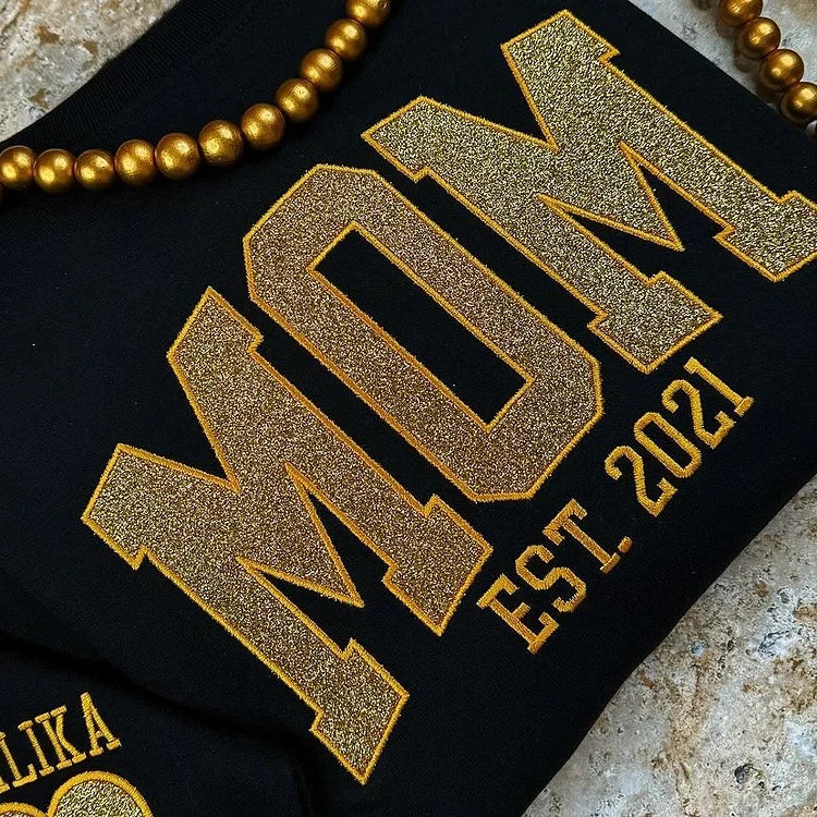 50 off ✨-Custom Embroidered Glitter Vinyl MAMA Sweatshirt-Gift For Mom&Grandma