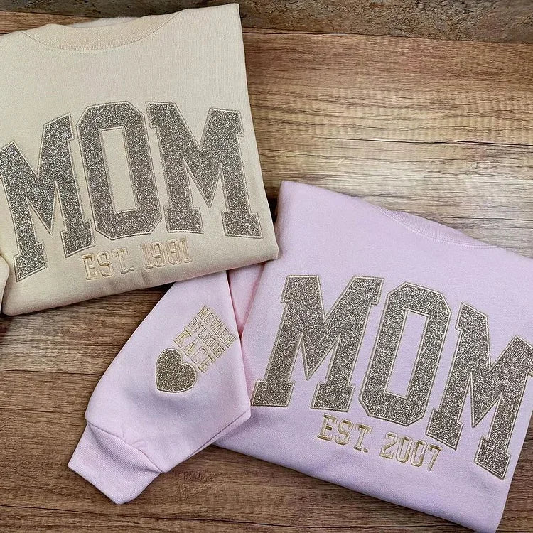 50 off 🔥-Custom Embroidered Applique Glitter MAMA Sweatshirt-Gift For Mom&Grandma