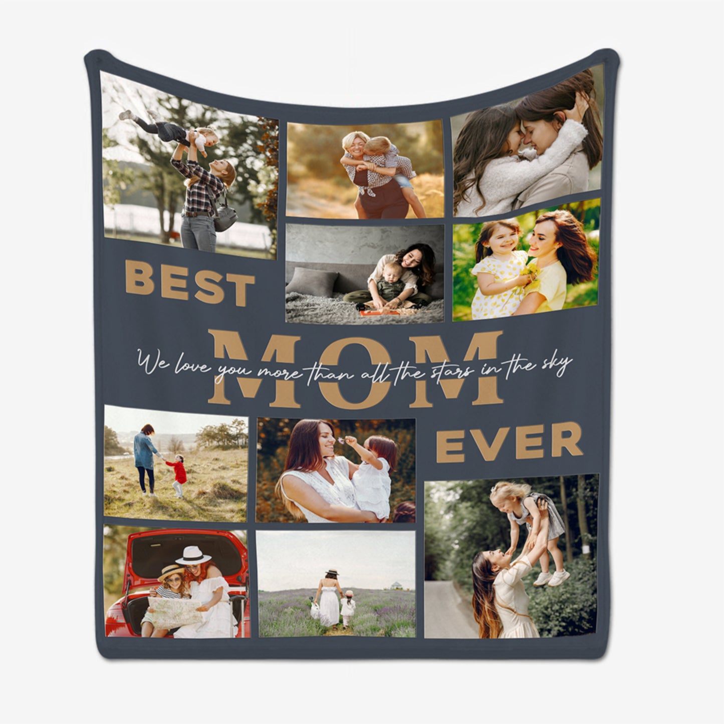 Custom 10 Photos Fleece Blankets Gift for Mom