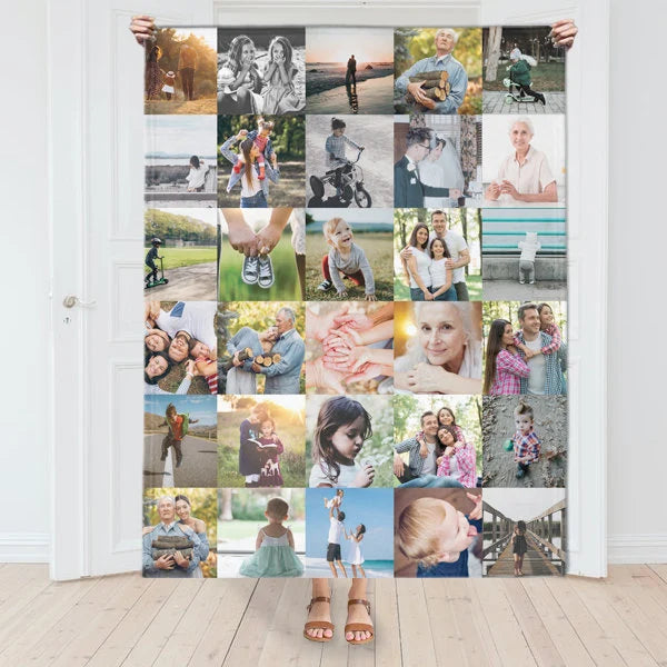 Custom 30 Photos Fleece Blankets Gift for Mom