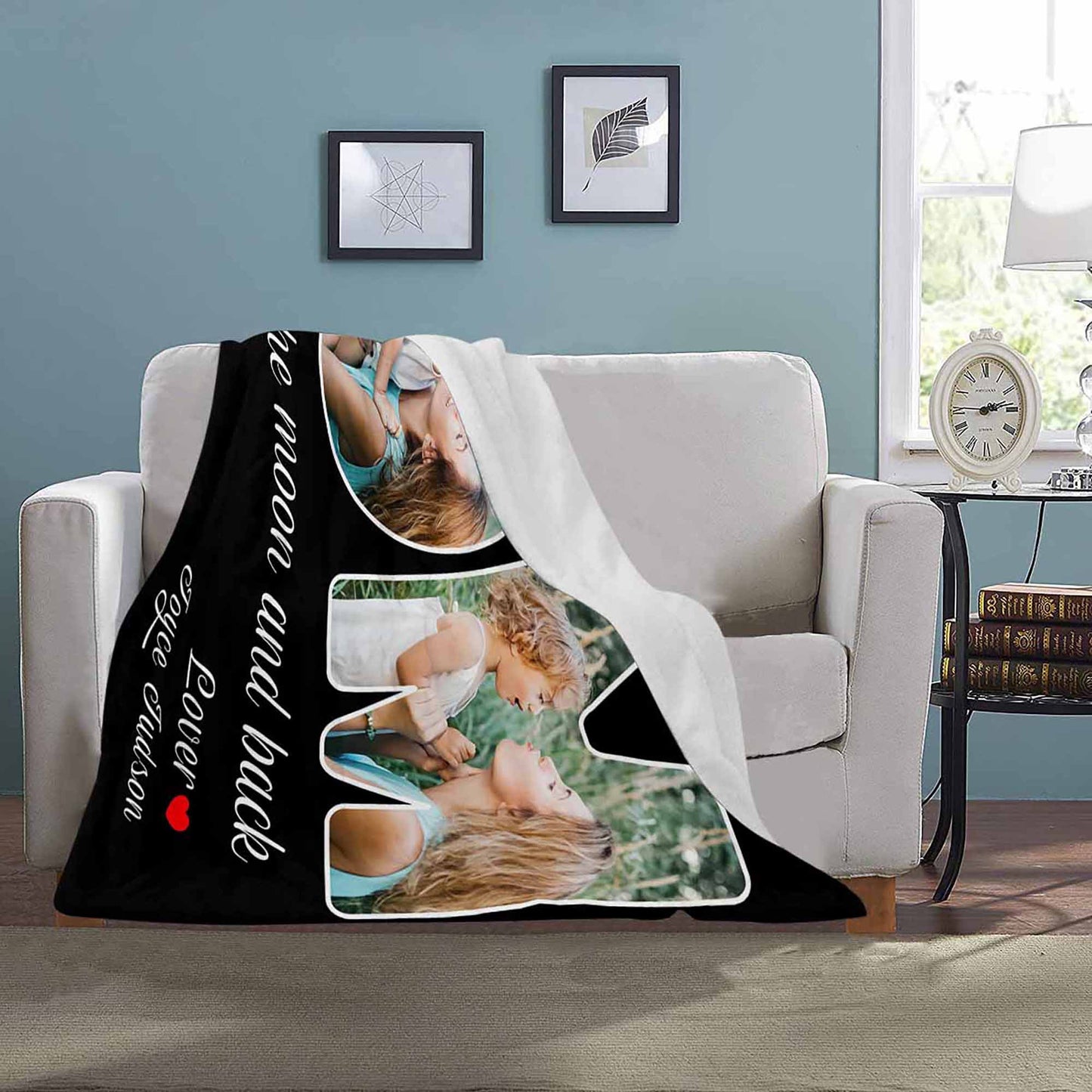 Custom 3 Photos Fleece Blankets Gift for Mom