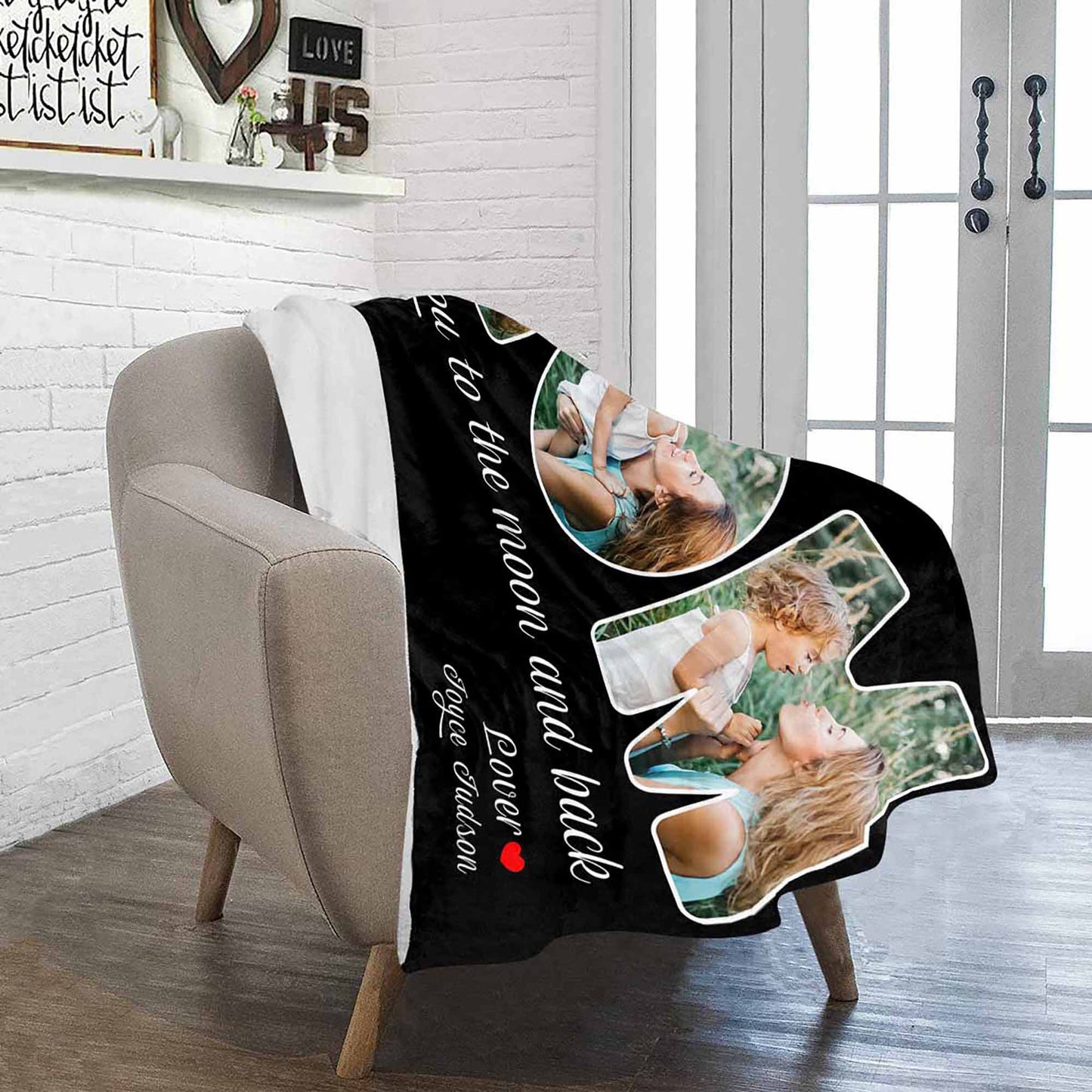 Custom 3 Photos Fleece Blankets Gift for Mom