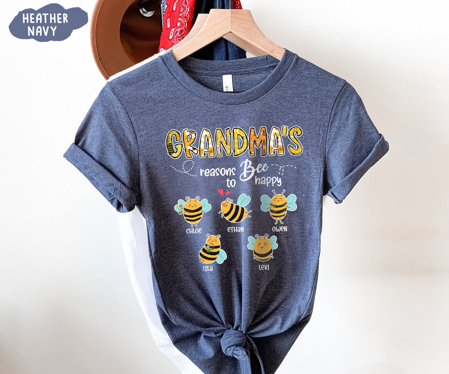 Personalized Grandma/mom Bee Shirt-Reasons to Bee Happy Shirt🐝