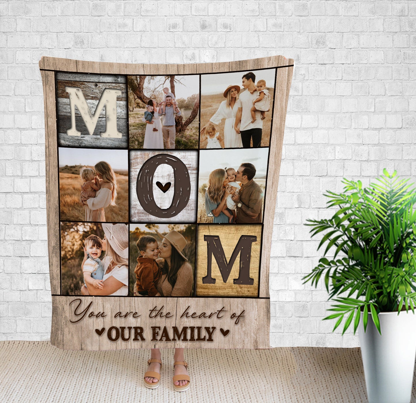 Custom 8 Photos Fleece Blankets Gift for Mom