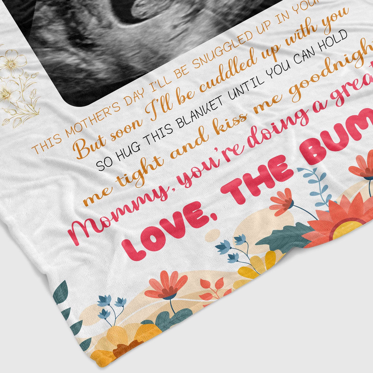 Personalized Baby Ultrasound Fleece Blankets Gift for Mom