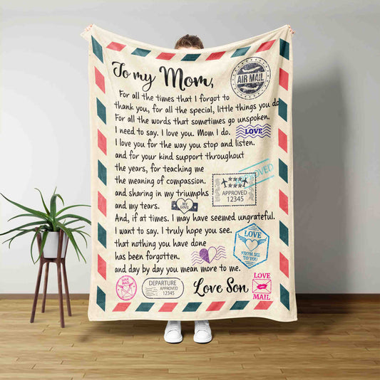 To My Mom Fleece Blankets Gift for Mom