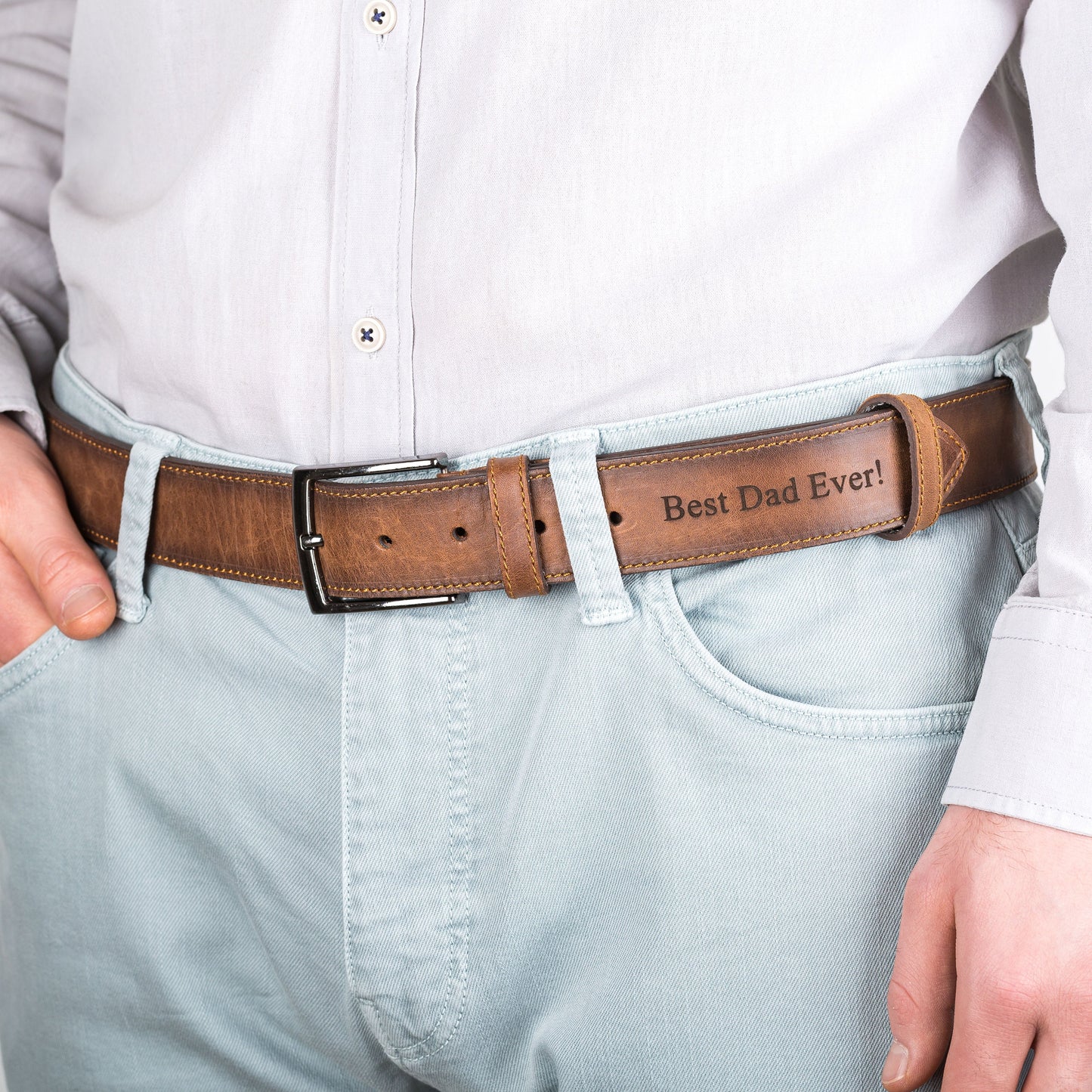 50% off✨-Personalized Engraved Leather Belt For DAD/HUSBAND