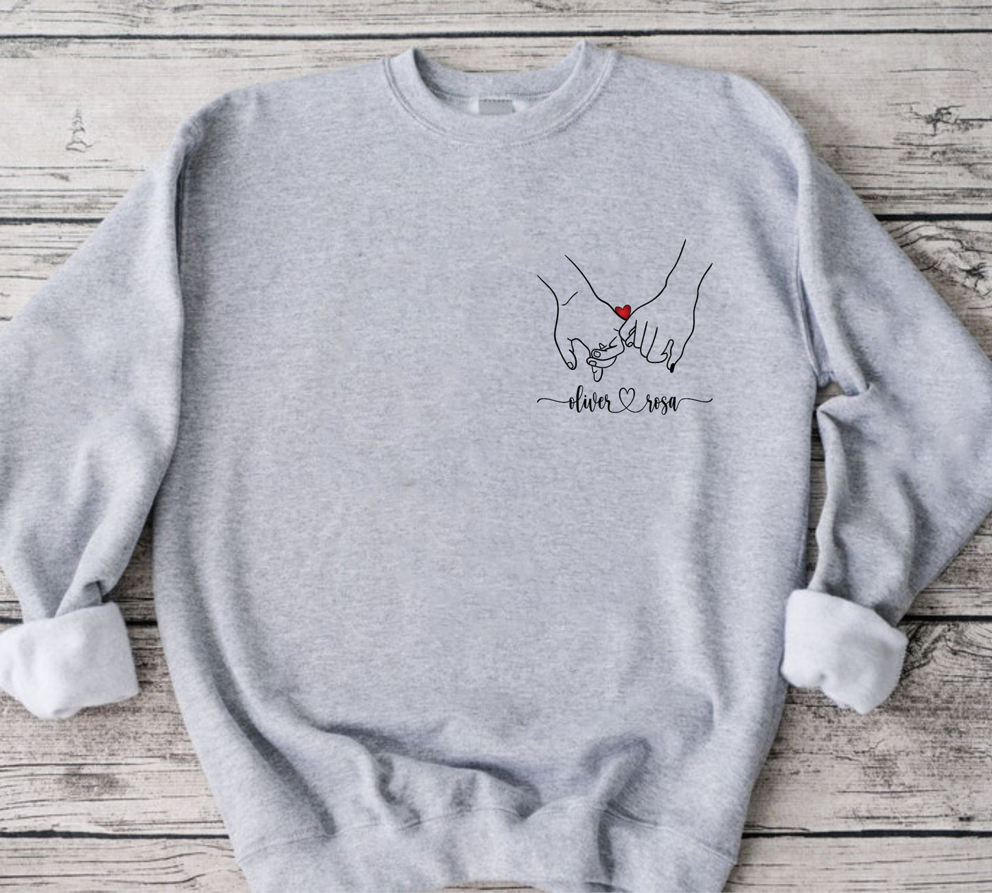 Custom Holding Hands Sweatshirt, Personalized Valentines Day Sweater